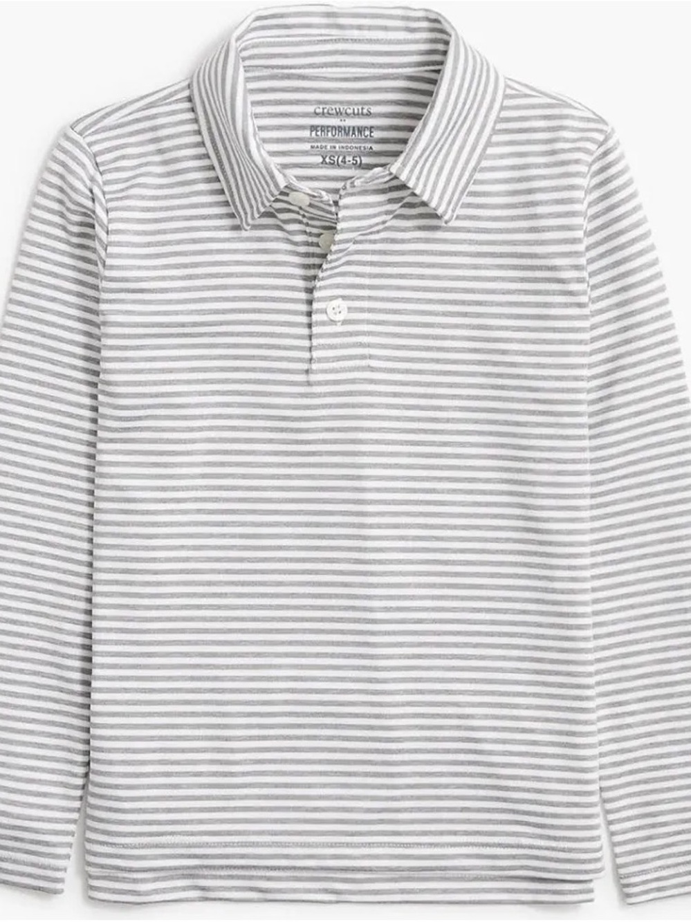 J. Crew Gray & White Striped Long-Sleeve Polo
